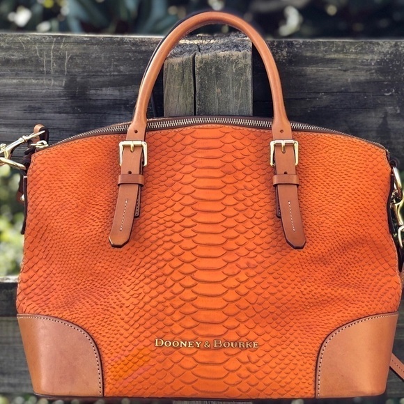 Dooney & Bourke Python Peach Apricot Dome Bag - Picture 1 of 6